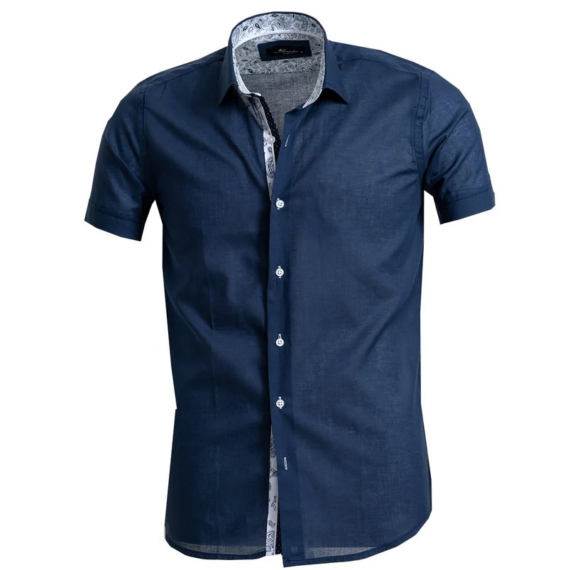 Mens navy short sleeve dress shirt